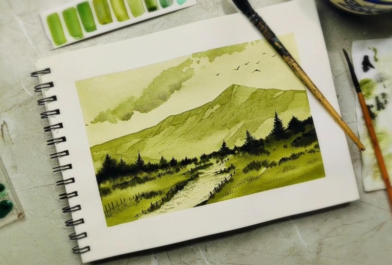 Forest Watercolor Landscape