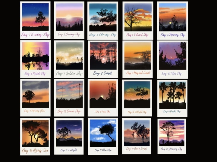 20 Polaroid Skies Using Procreate