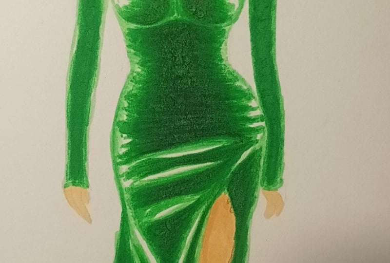 Velvet dress using non - alcohol markers
