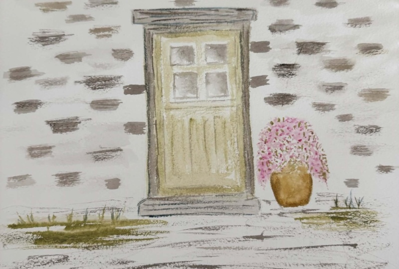 loose watercolor door, texture, shape & soft florals