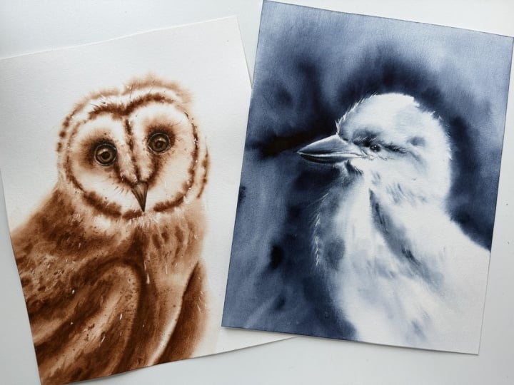 Painting birds in Monochrome - The magic of single color