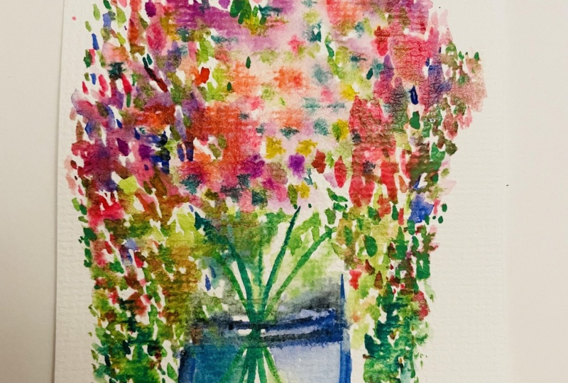 Loose and easy flower vase watercolor painting