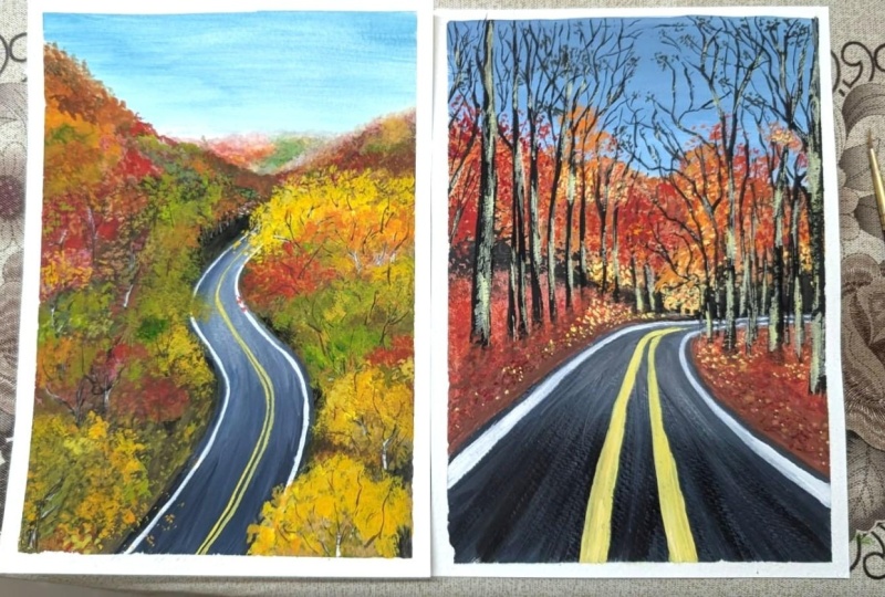 Autumn in Gouache :  Scenic Roads
