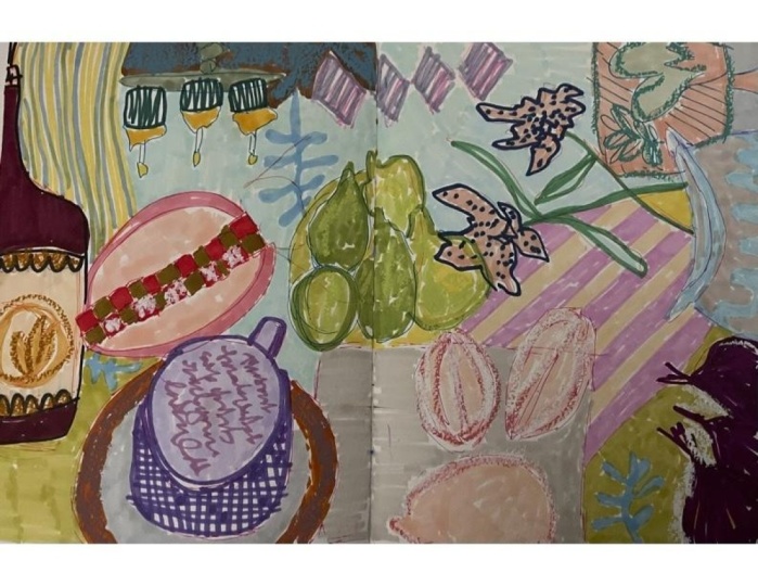 Wonky Still Life with Figs and Cupcakes