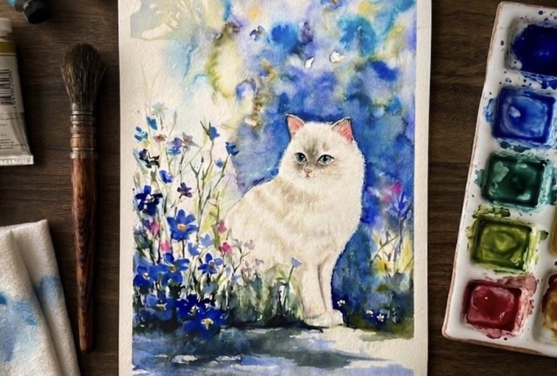 Watercolor Cat Portrait: Mastering Loose Backgrounds & Strong Focus