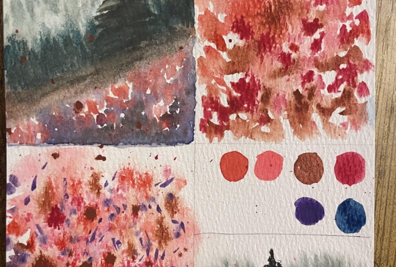 Serene/Foggy watercolor meadow