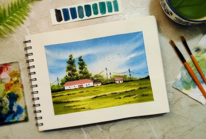 Village Landscape Painting