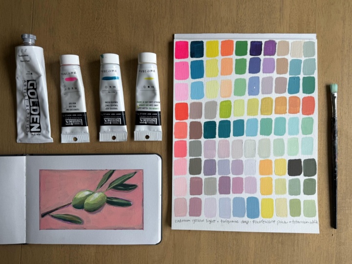 Sample Color Study - Flamingos and Olives