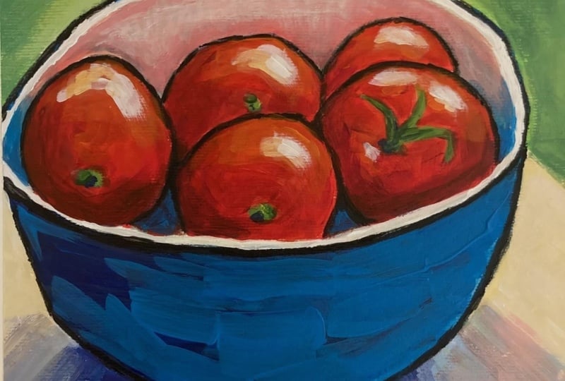 Tomatoes in a Blue Bowl