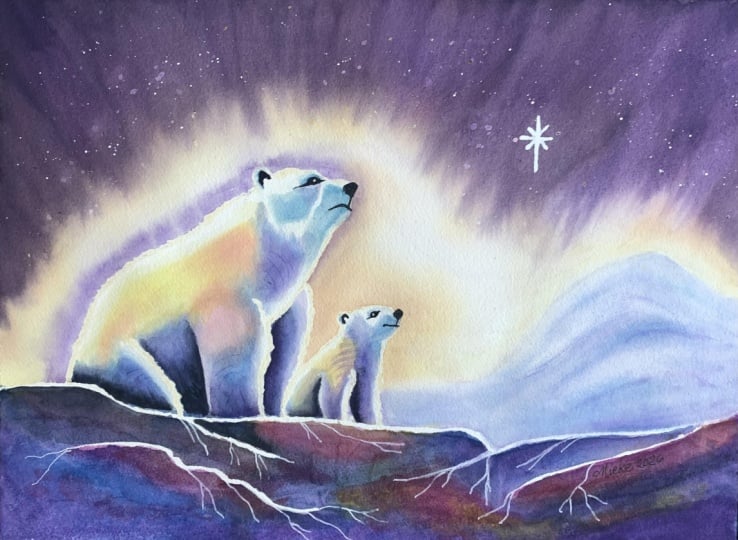 Watercolour Polar Bears