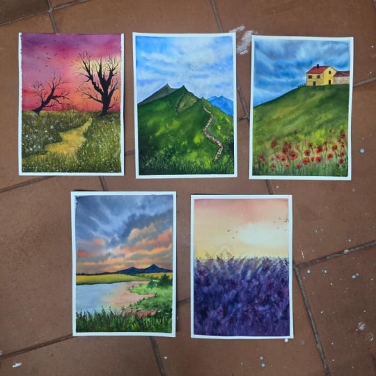 Spring watercolor Landscapes