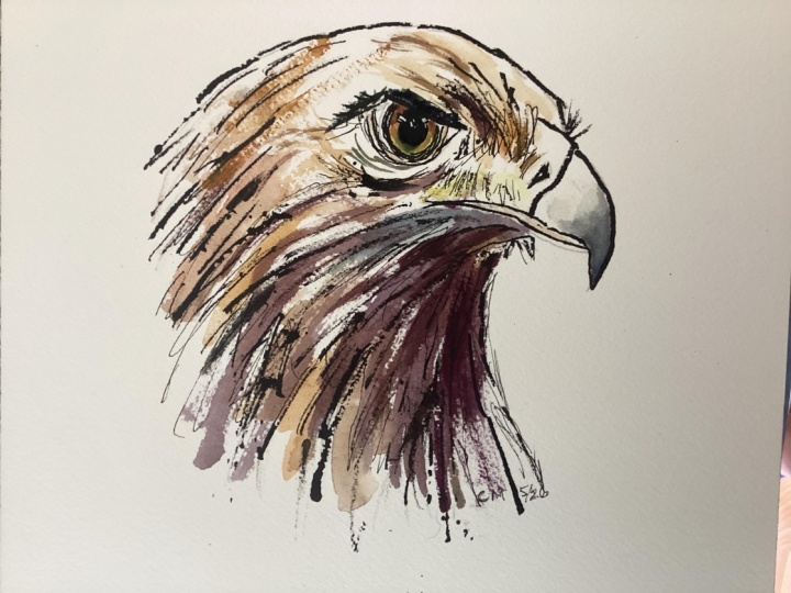 Eagle with twig brush, a Carrie McKenzie tutorial
