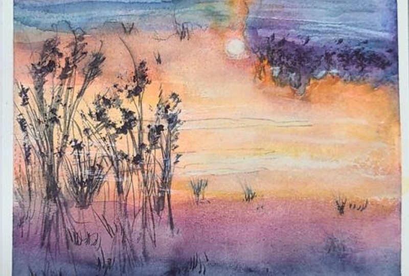 Sunset over a pond