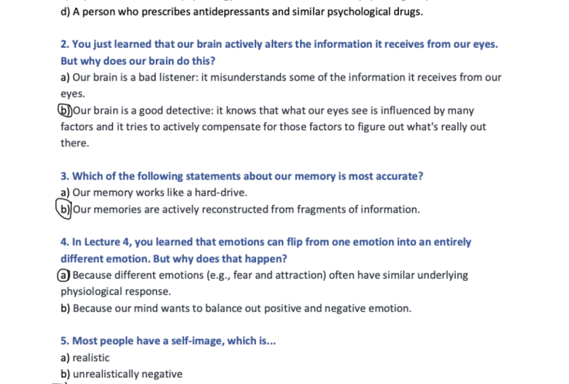 Psychology quiz