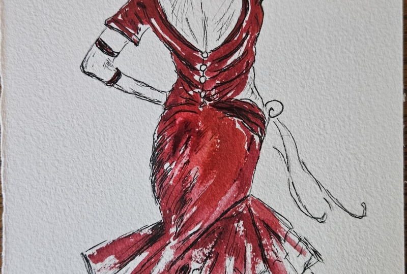 Pen/ink Spanish dancer