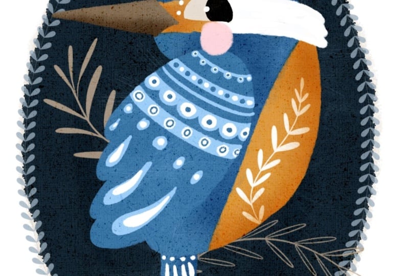 Folk art Kingfisher