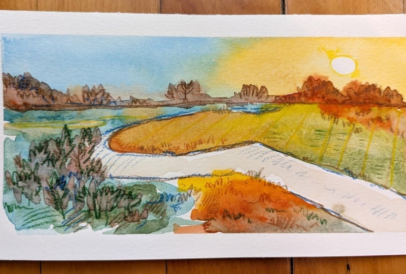 Simplified Watercolour Landscapes