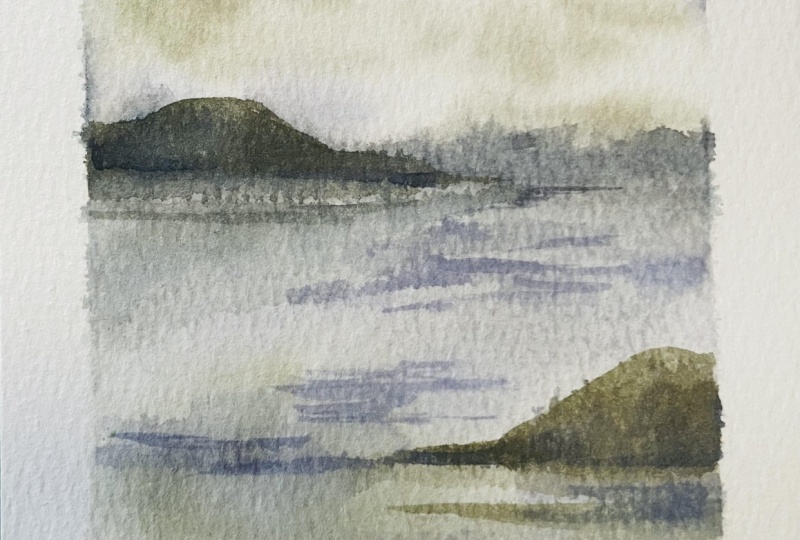 Watercolor Mountain Landscape