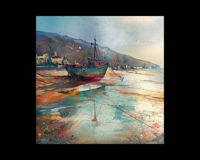 Aquarell - Coastal boat
