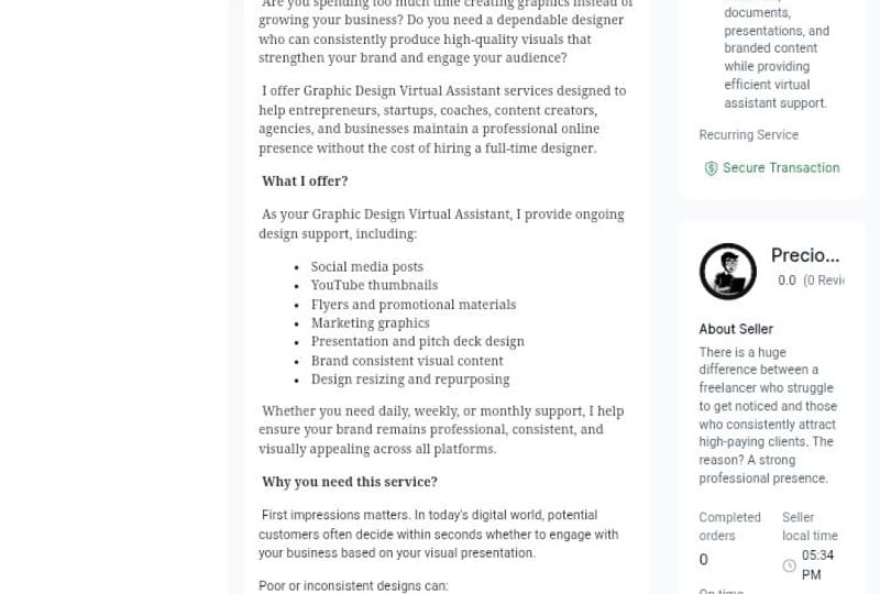 Submission of Legiit account/service creation