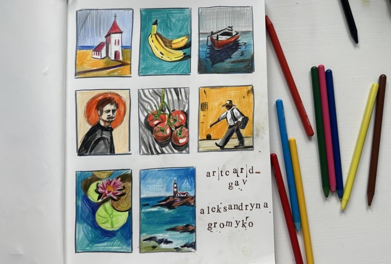 Testing my new watercolor pencils with thumbnail sketches