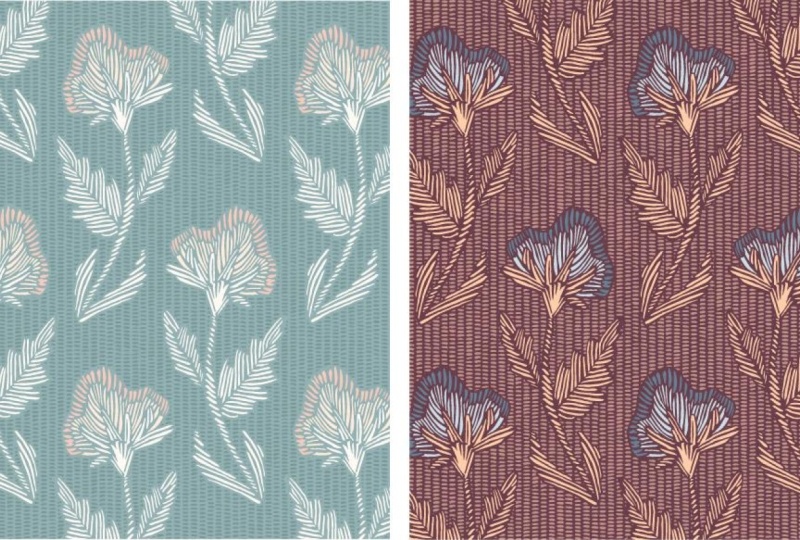 Embroidered Beach Rose Bud Pattern