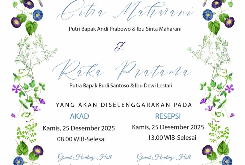 Building Floral Frame for Wedding Invitation