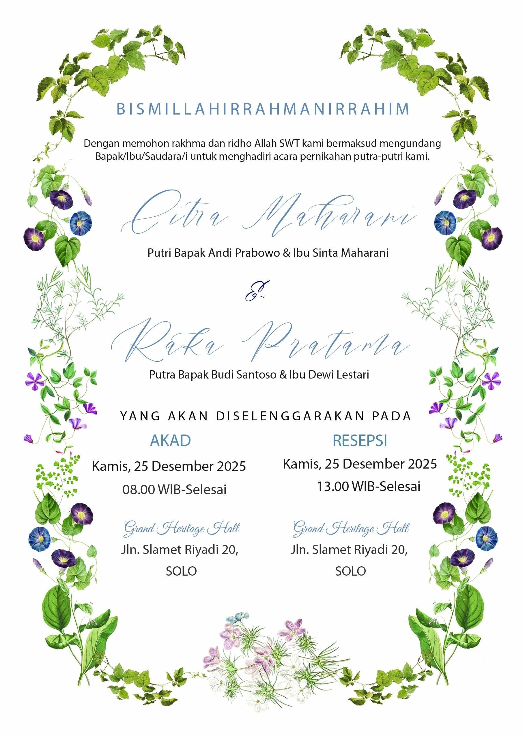 Building Floral Frame for Wedding Invitation - student project