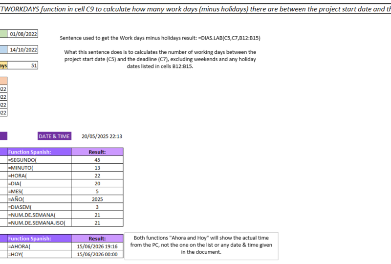 Excel Date & Time Functions & Formatting
