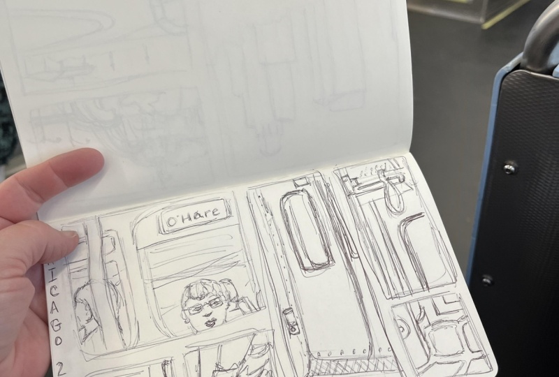 Sketching on the train