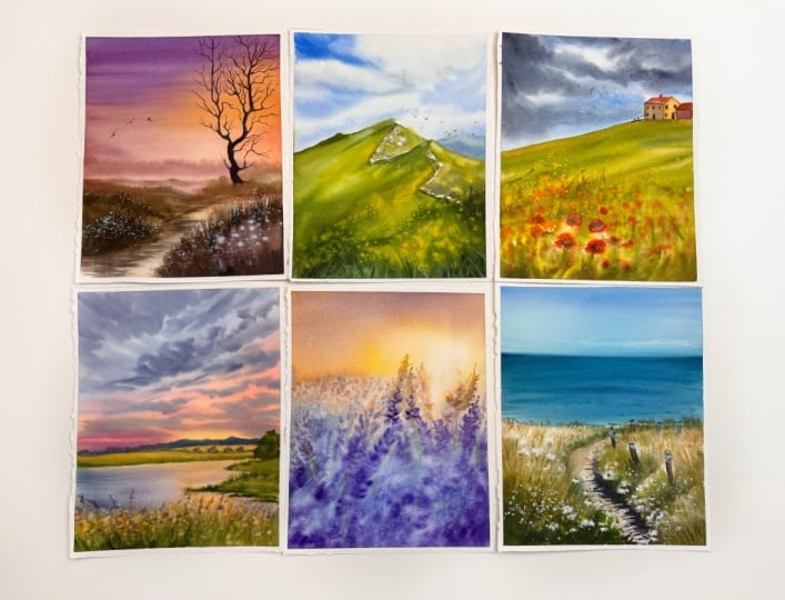 Loose & Expressive Spring Watercolor Landscapes