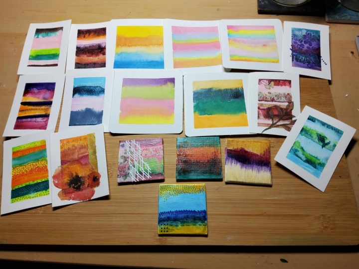 Mini watercolor abstract paintings