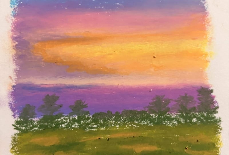 Gradient Sky Landscape Oil Pastel