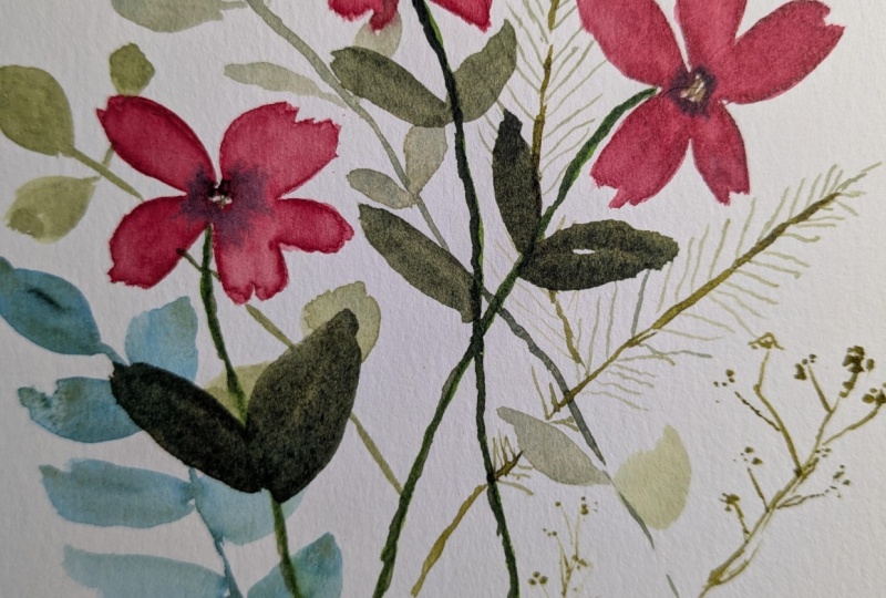 Loose watercolor greenery