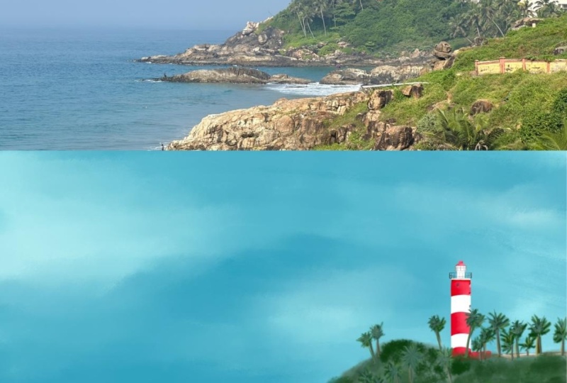 Art Work Based on the Lighthouse at Kovalam Beach