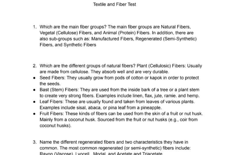Textiles and Fibers Test