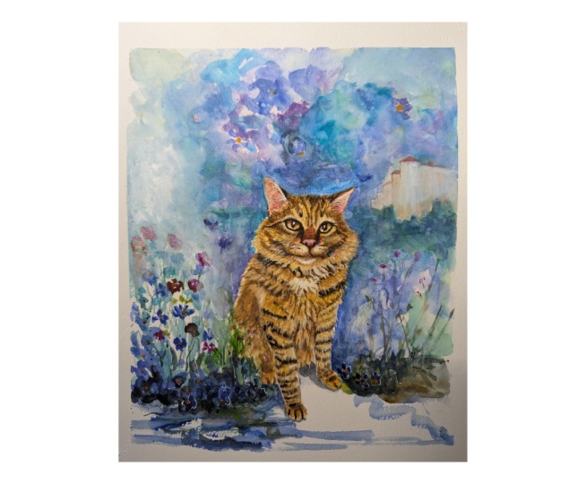 Cat Portrait: Loose Background in Watercolor