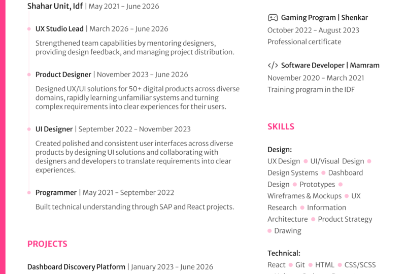 Product Design Resume