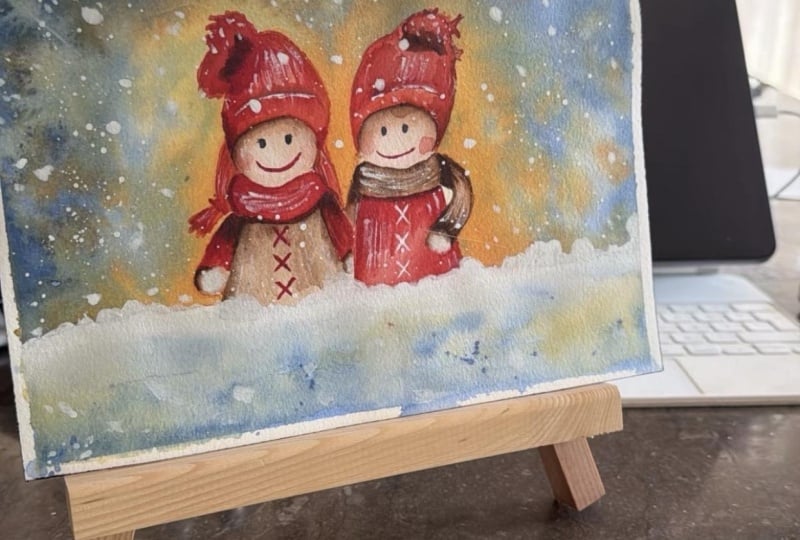 Cute couple in snow