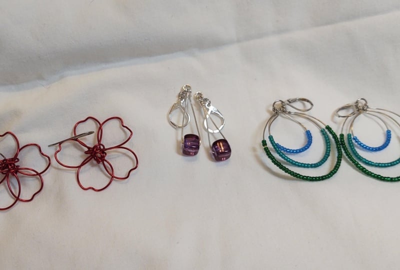 Three Beaded Dangle Earrings