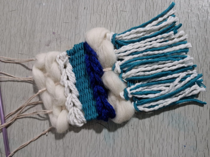 Blue and white
