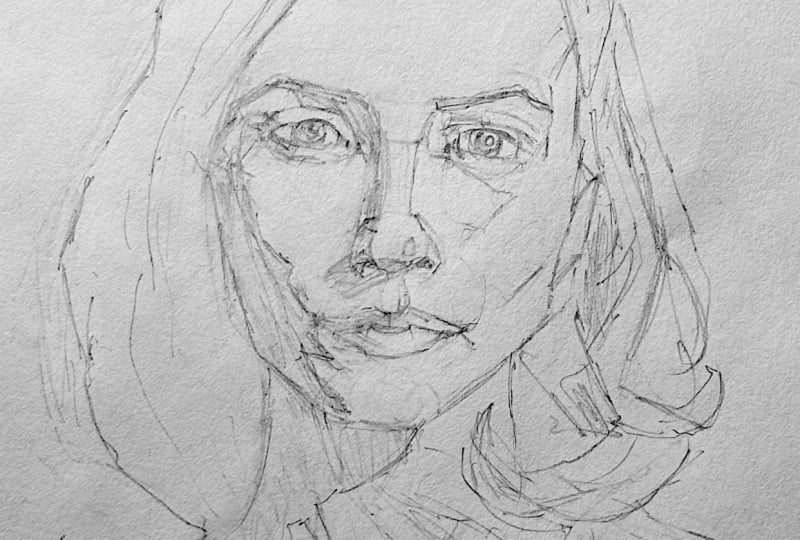 Block-in portrait of ref. image 1