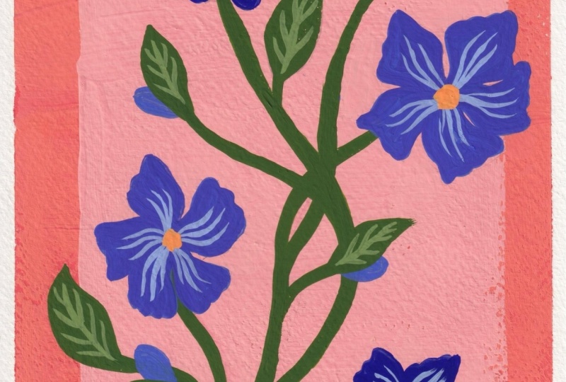 My Floral Painting in Triadic Colors