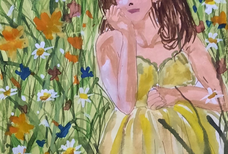 Girl in Floral Field