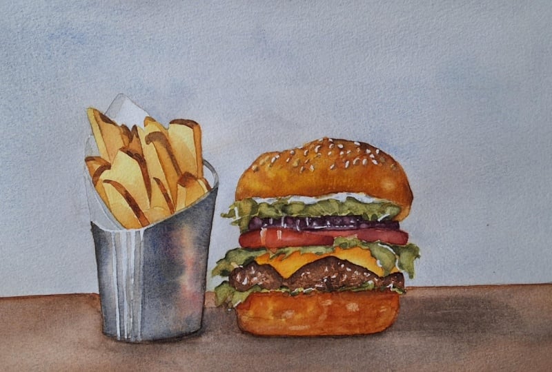Burger and  fries