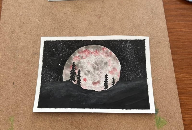 My First Watercolor Moon