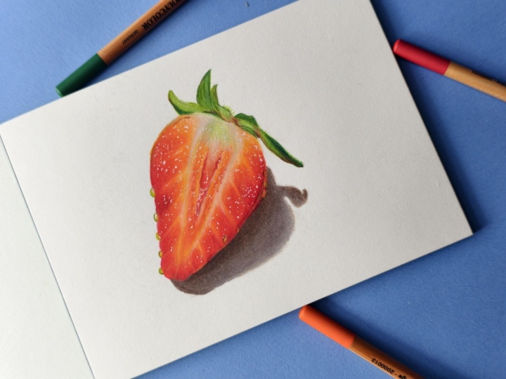Strawberry Drawing with Colored Pencils Set of 12