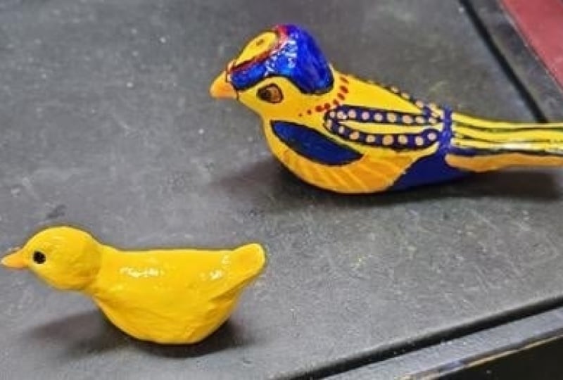 Bird sculptures in air dry clay