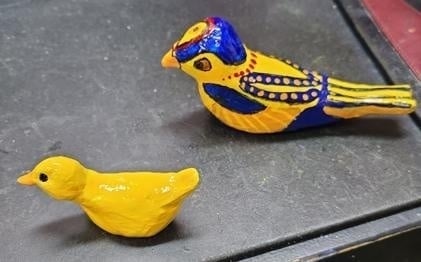 Bird sculptures in air dry clay - student project