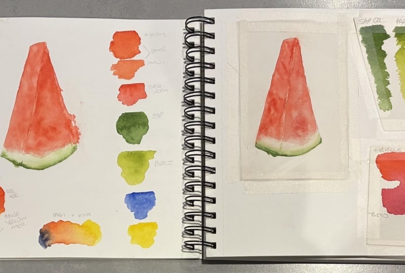 Watercolor sketchbook practice - beautiful fruit!